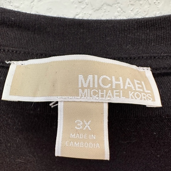 Black, dressy t-shirt with leather sleeves - Picture 3 of 4